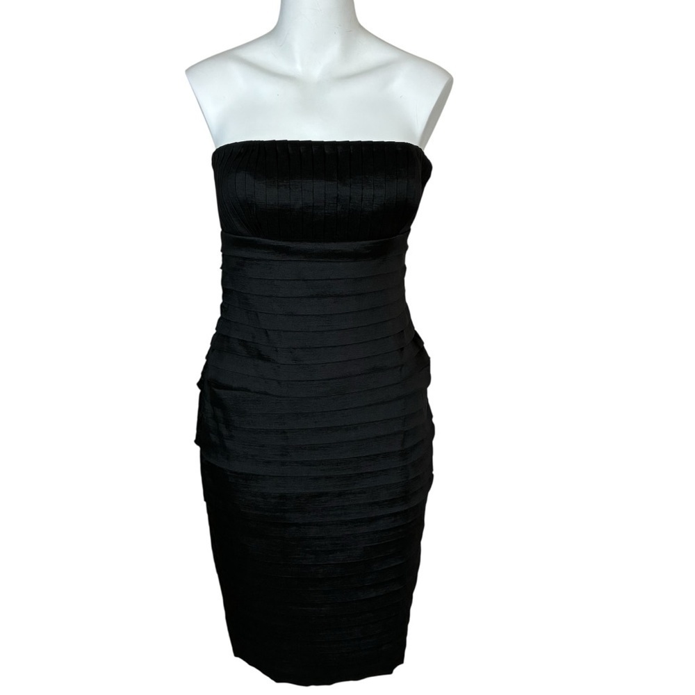Calvin Klein Black Strapless Elegant Black Strapless Tiered Dress- Sz 4
